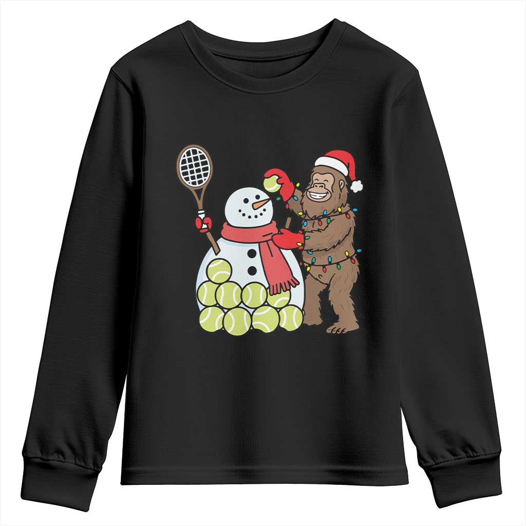 Funny Squatch Christmas Tennis Gift Youth Sweatshirt Bigfoot Player Enthusiast - Wonder Print Shop