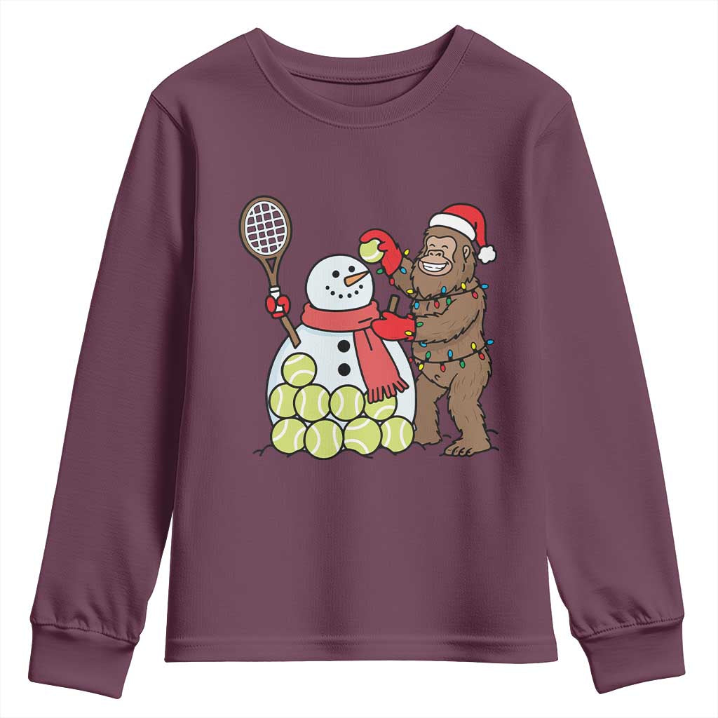Funny Squatch Christmas Tennis Gift Youth Sweatshirt Bigfoot Player Enthusiast - Wonder Print Shop