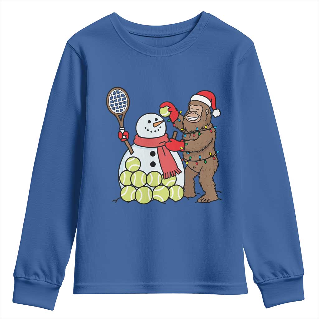 Funny Squatch Christmas Tennis Gift Youth Sweatshirt Bigfoot Player Enthusiast - Wonder Print Shop