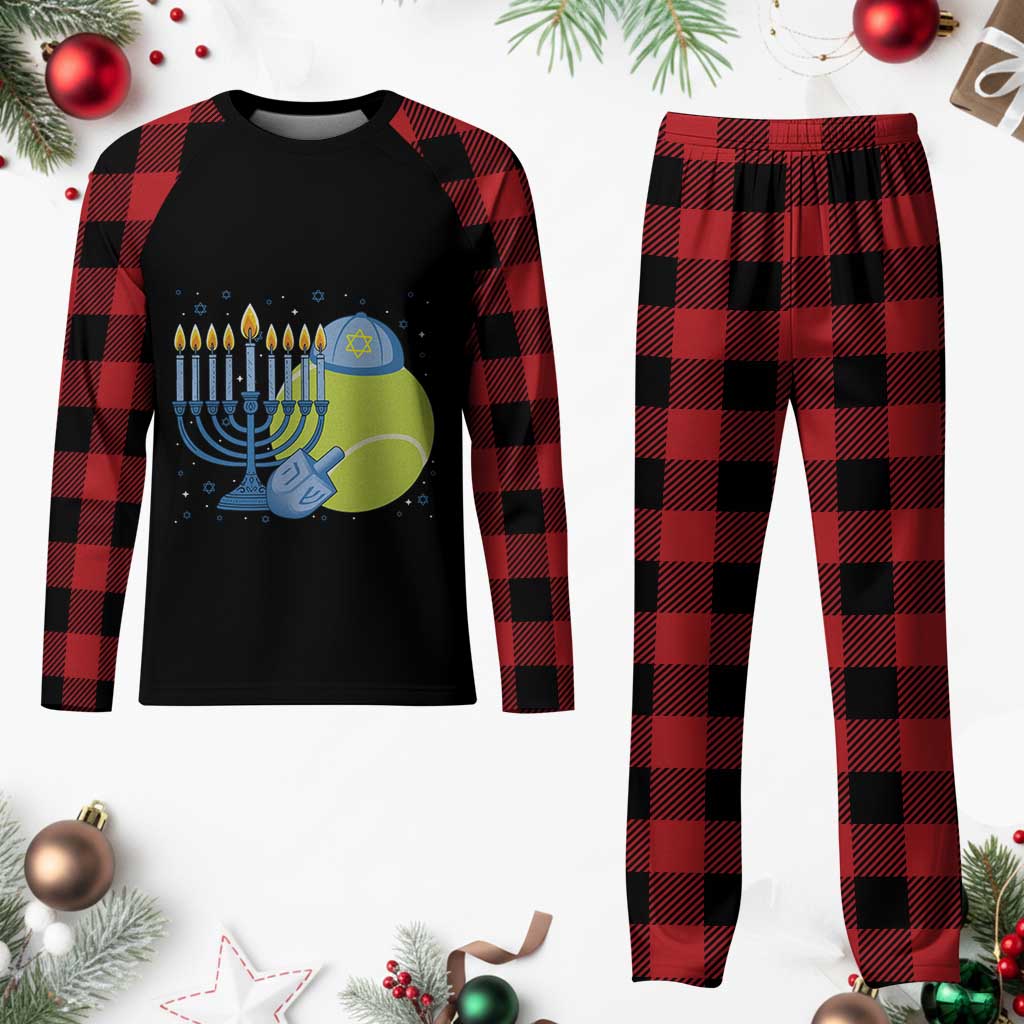 Jewish Tennis Player Hanukkah Plaid Pajama Set Funny Racquet Lover Gift - Wonder Print Shop