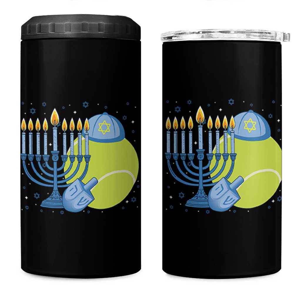 Jewish Tennis Player Hanukkah 4 in 1 Can Cooler Tumbler Funny Racquet Lover Gift - Wonder Print Shop