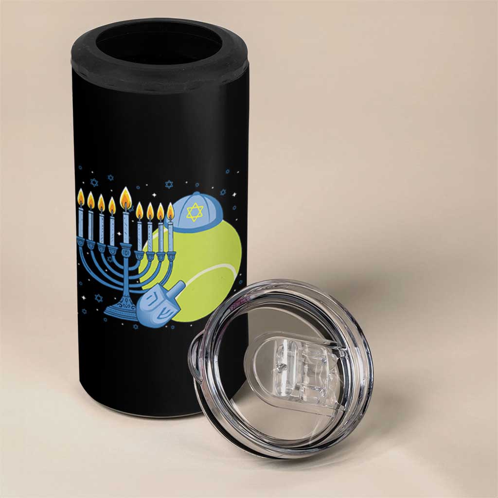Jewish Tennis Player Hanukkah 4 in 1 Can Cooler Tumbler Funny Racquet Lover Gift - Wonder Print Shop