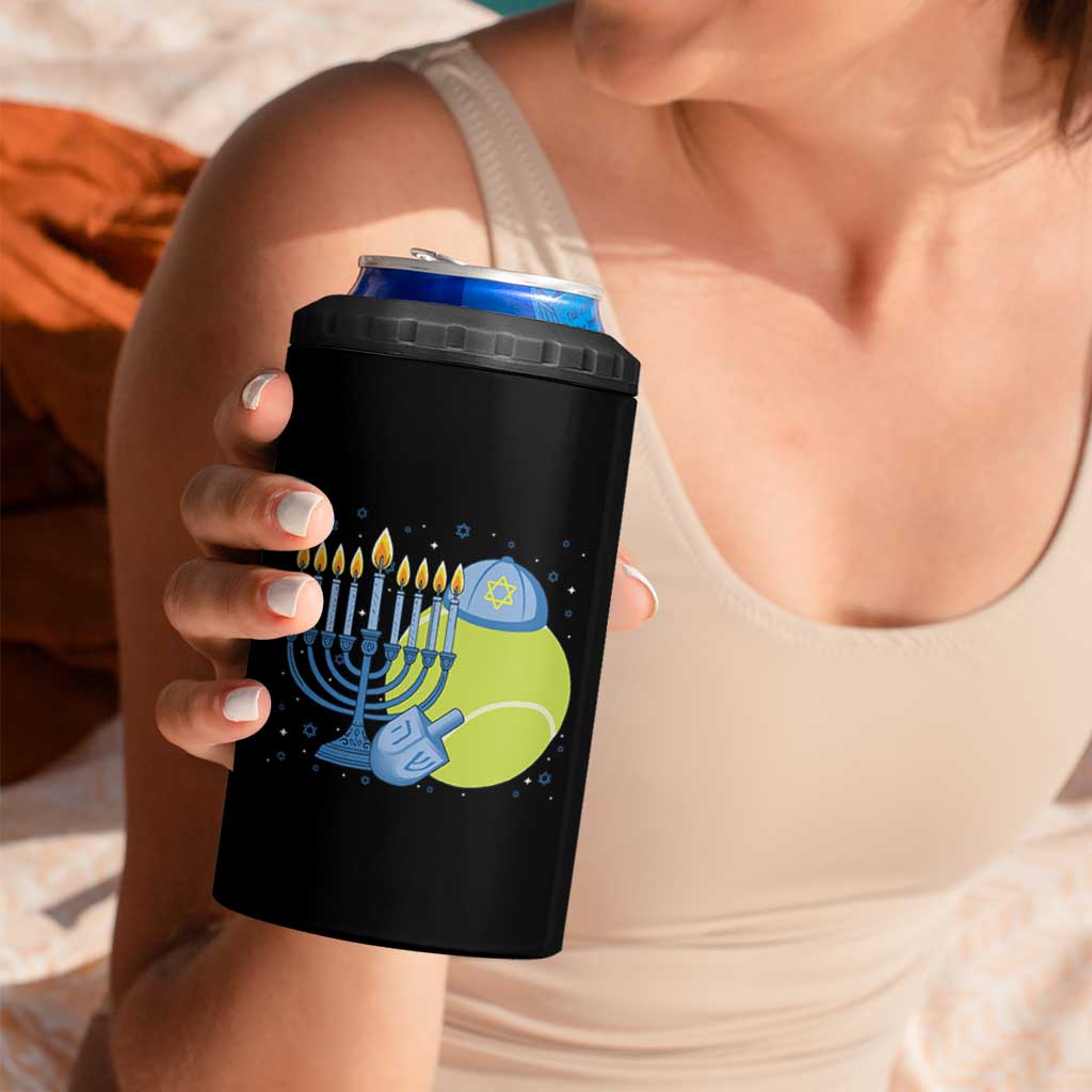 Jewish Tennis Player Hanukkah 4 in 1 Can Cooler Tumbler Funny Racquet Lover Gift - Wonder Print Shop