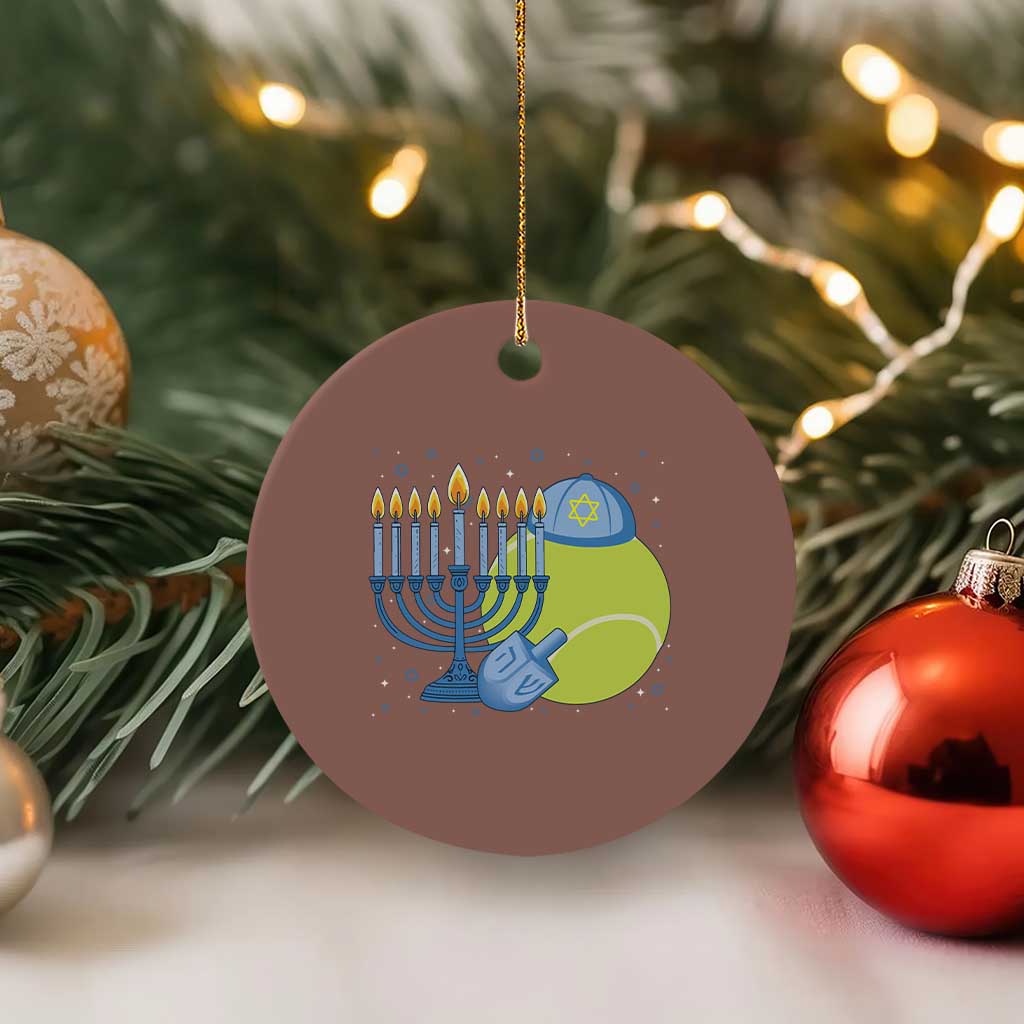 Jewish Tennis Player Hanukkah Ceramic Ornament Funny Racquet Lover Gift - Wonder Print Shop