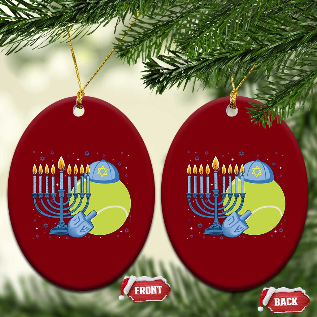 Jewish Tennis Player Hanukkah Ceramic Ornament Funny Racquet Lover Gift - Wonder Print Shop