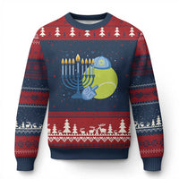 Jewish Tennis Player Hanukkah Ugly Christmas Sweater Funny Racquet Lover Gift - Wonder Print Shop