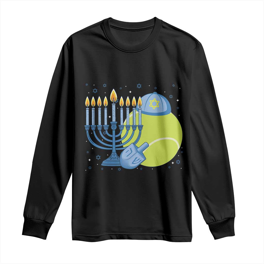 Jewish Tennis Player Hanukkah Long Sleeve Shirt Funny Racquet Lover Gift - Wonder Print Shop
