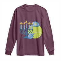 Jewish Tennis Player Hanukkah Long Sleeve Shirt Funny Racquet Lover Gift - Wonder Print Shop