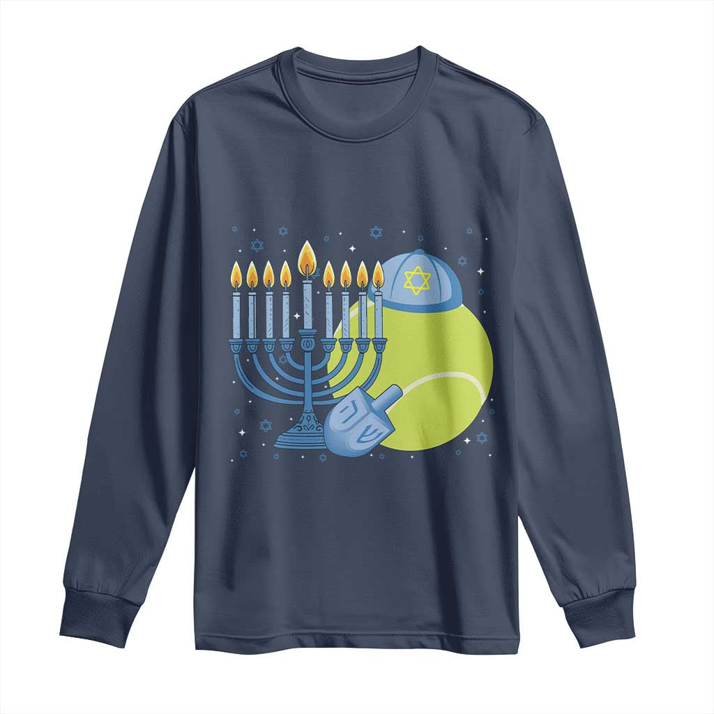 Jewish Tennis Player Hanukkah Long Sleeve Shirt Funny Racquet Lover Gift - Wonder Print Shop