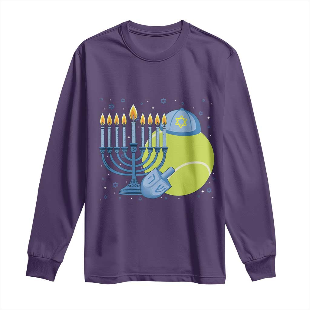 Jewish Tennis Player Hanukkah Long Sleeve Shirt Funny Racquet Lover Gift - Wonder Print Shop