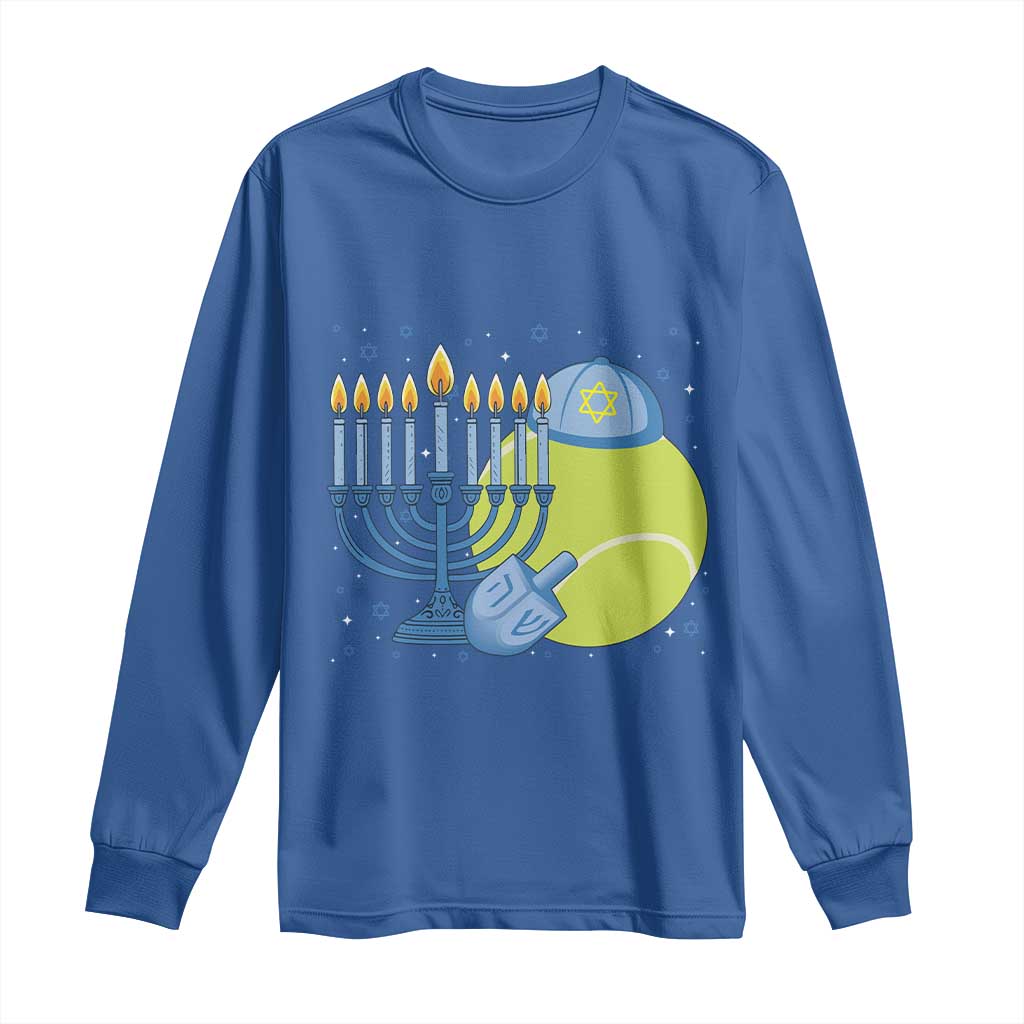 Jewish Tennis Player Hanukkah Long Sleeve Shirt Funny Racquet Lover Gift - Wonder Print Shop