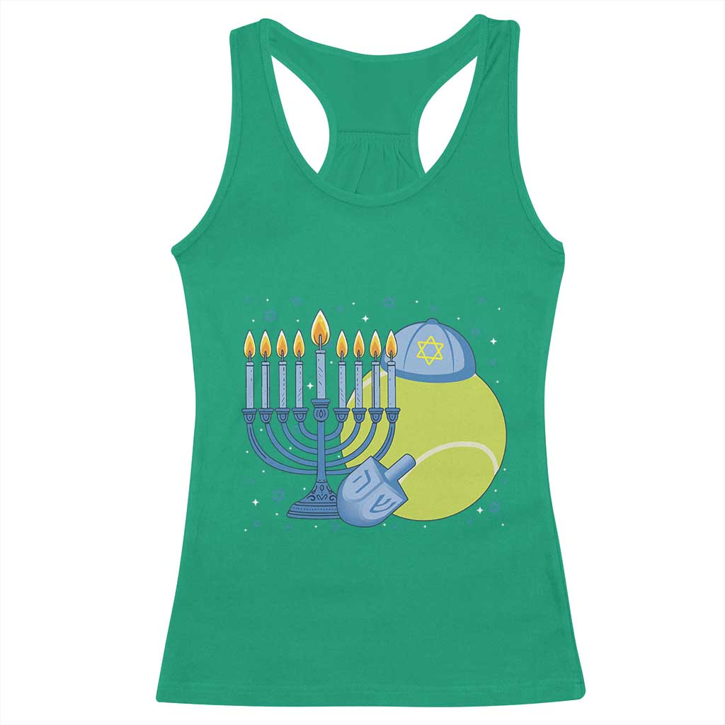 Jewish Tennis Player Hanukkah Racerback Tank Top Funny Racquet Lover Gift - Wonder Print Shop