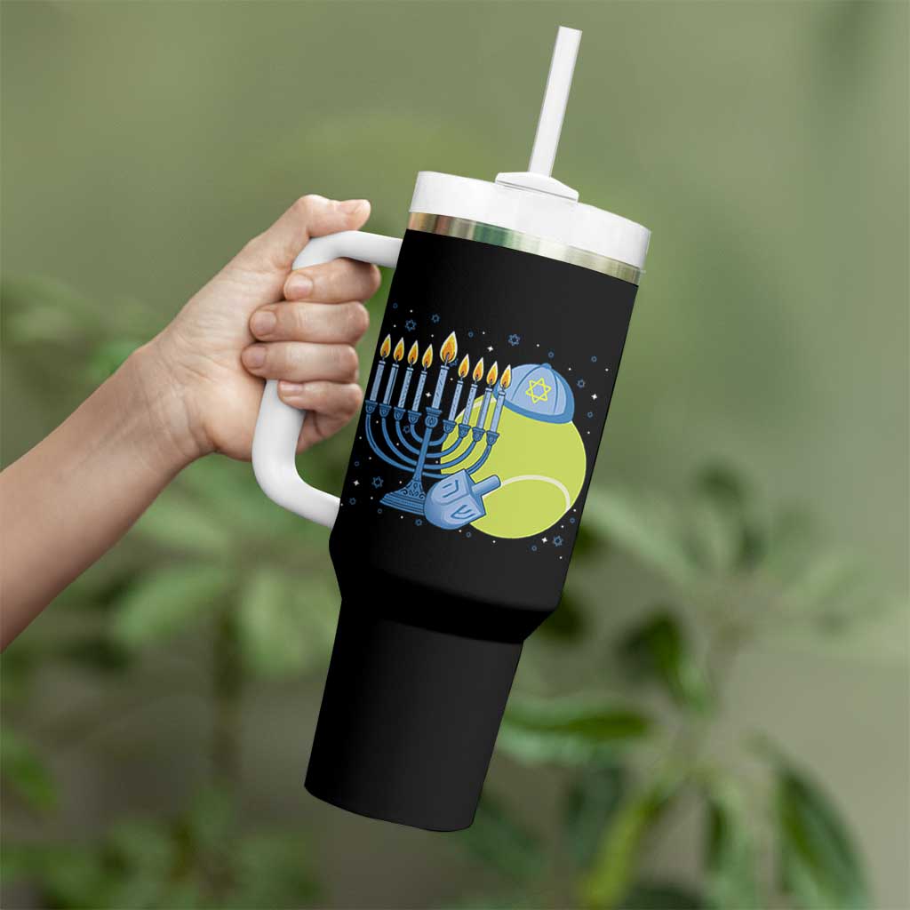Jewish Tennis Player Hanukkah Tumbler With Handle Funny Racquet Lover Gift - Wonder Print Shop
