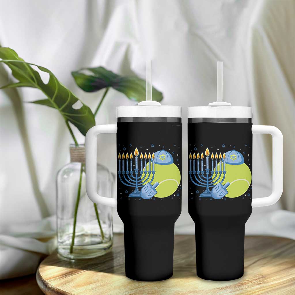 Jewish Tennis Player Hanukkah Tumbler With Handle Funny Racquet Lover Gift - Wonder Print Shop