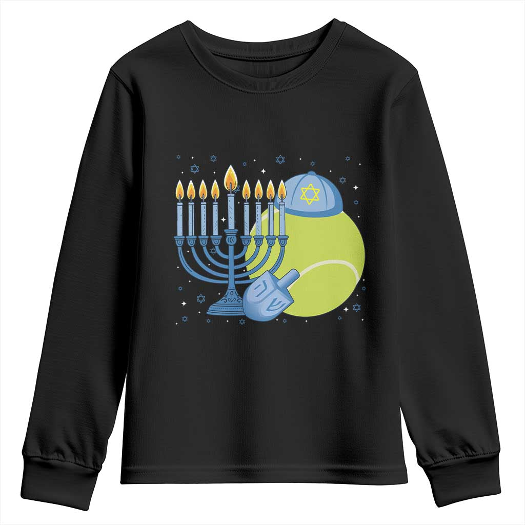 Jewish Tennis Player Hanukkah Youth Sweatshirt Funny Racquet Lover Gift - Wonder Print Shop