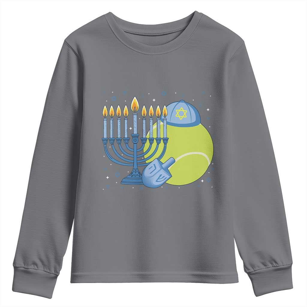 Jewish Tennis Player Hanukkah Youth Sweatshirt Funny Racquet Lover Gift - Wonder Print Shop