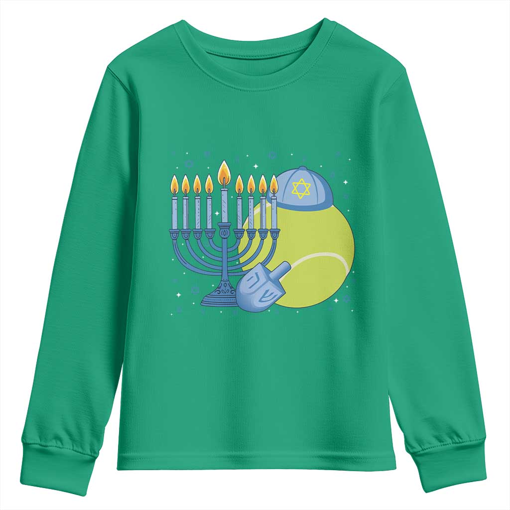 Jewish Tennis Player Hanukkah Youth Sweatshirt Funny Racquet Lover Gift - Wonder Print Shop