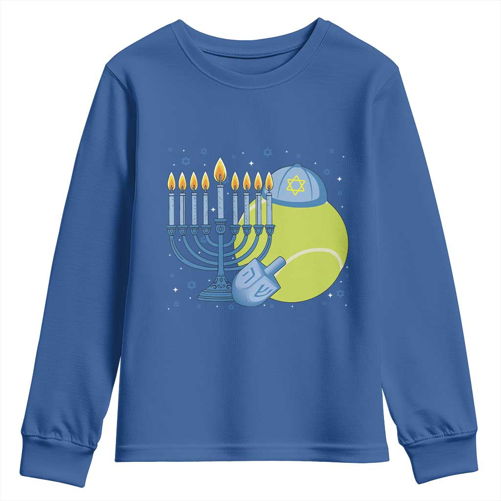 Jewish Tennis Player Hanukkah Youth Sweatshirt Funny Racquet Lover Gift - Wonder Print Shop