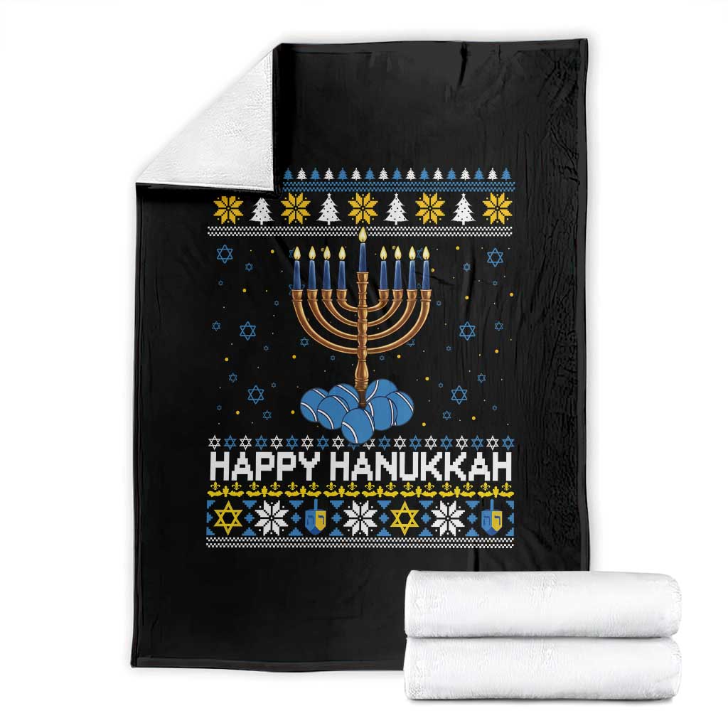 Funny Happy Hanukkah Ugly Sweater Tennis Lover Gift Throw Blanket - Wonder Print Shop