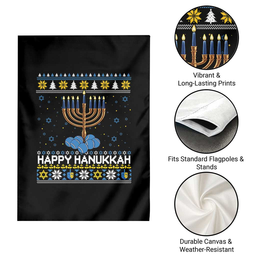 Funny Happy Hanukkah Ugly Sweater Tennis Lover Gift Garden Flag - Wonder Print Shop