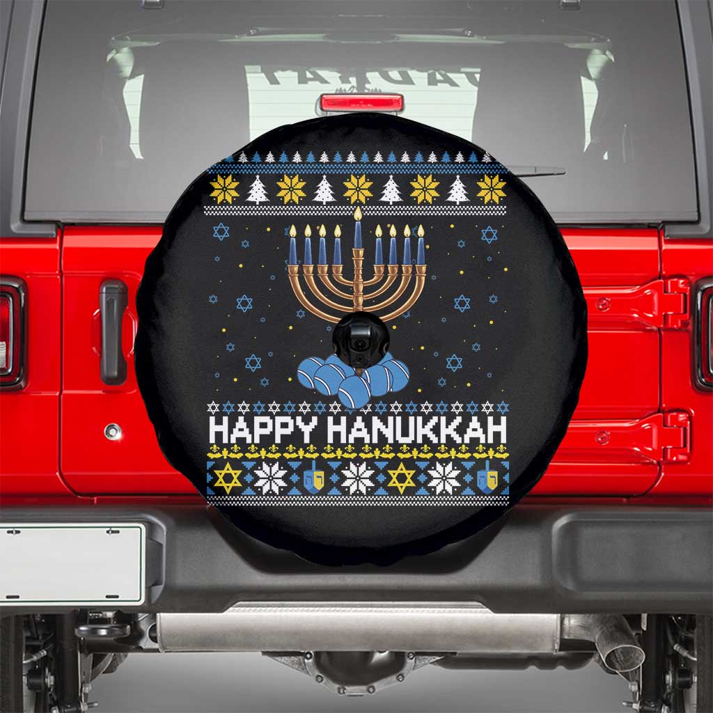 Funny Happy Hanukkah Ugly Sweater Tennis Lover Gift Spare Tire Cover - Wonder Print Shop