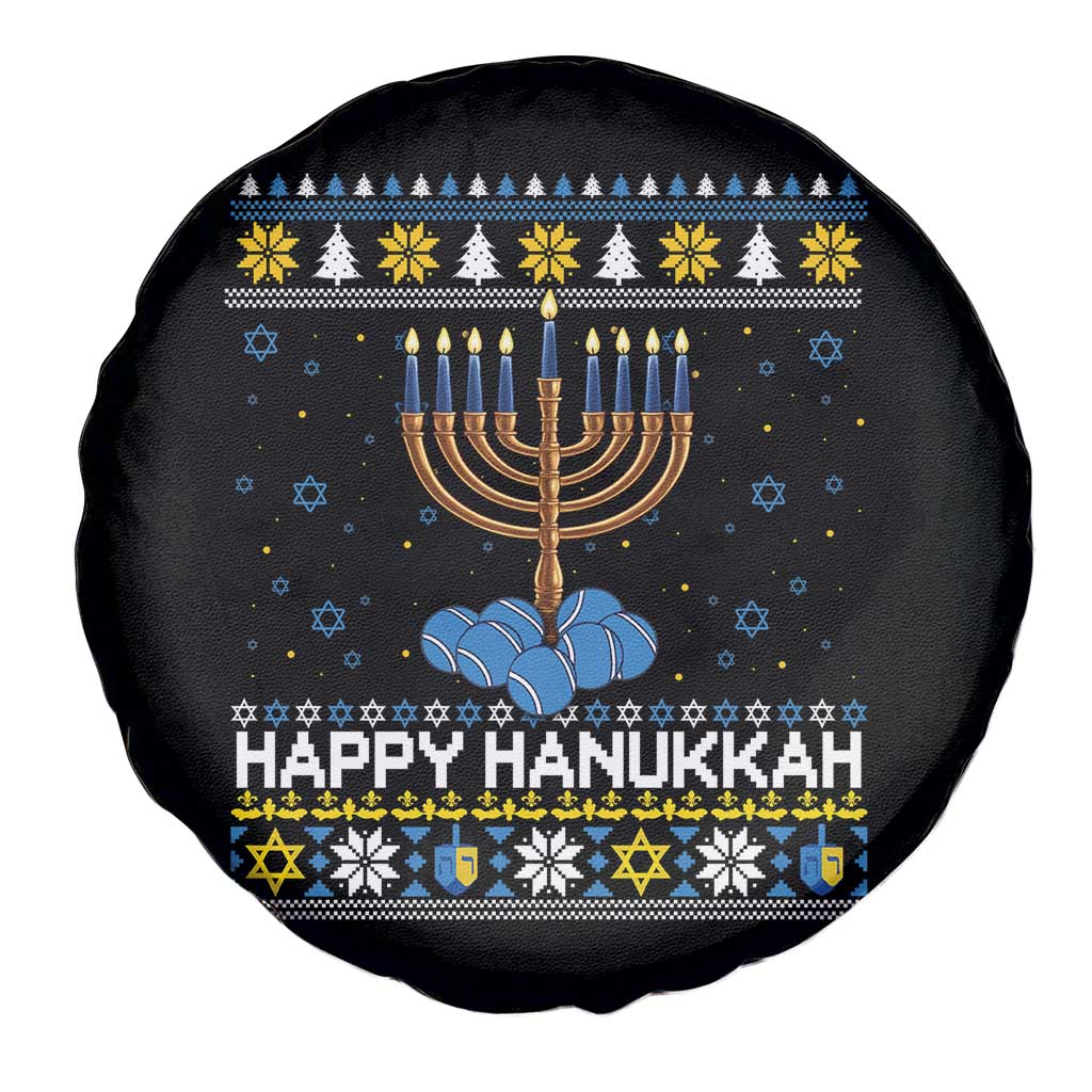 Funny Happy Hanukkah Ugly Sweater Tennis Lover Gift Spare Tire Cover - Wonder Print Shop