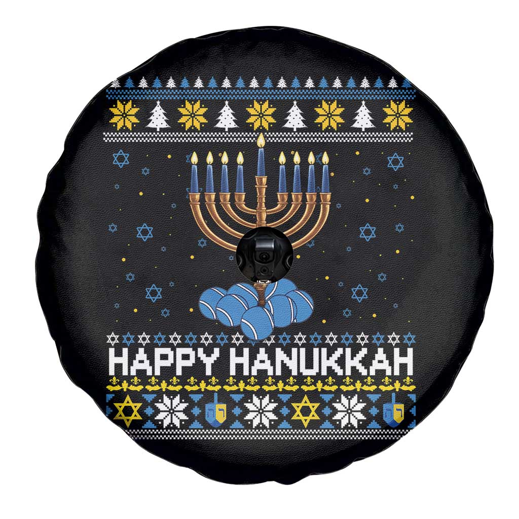 Funny Happy Hanukkah Ugly Sweater Tennis Lover Gift Spare Tire Cover - Wonder Print Shop