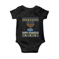 Funny Happy Hanukkah Ugly Sweater Tennis Lover Gift Baby Onesie - Wonder Print Shop