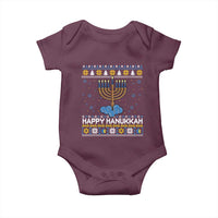 Funny Happy Hanukkah Ugly Sweater Tennis Lover Gift Baby Onesie - Wonder Print Shop