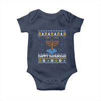 Funny Happy Hanukkah Ugly Sweater Tennis Lover Gift Baby Onesie - Wonder Print Shop