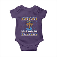 Funny Happy Hanukkah Ugly Sweater Tennis Lover Gift Baby Onesie - Wonder Print Shop