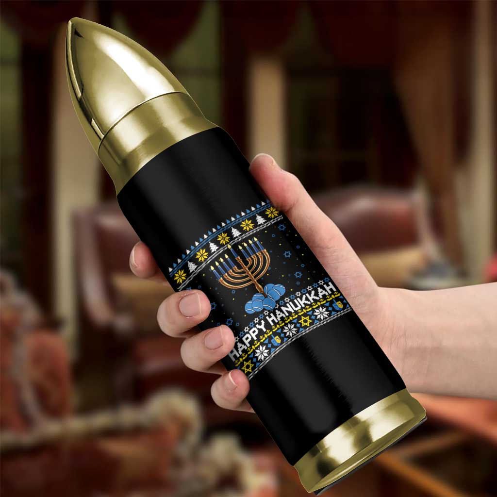Funny Happy Hanukkah Ugly Sweater Tennis Lover Gift Bullet Tumbler - Wonder Print Shop