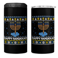 Funny Happy Hanukkah Ugly Sweater Tennis Lover Gift 4 in 1 Can Cooler Tumbler - Wonder Print Shop