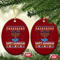 Funny Happy Hanukkah Ugly Sweater Tennis Lover Gift Ceramic Ornament - Wonder Print Shop