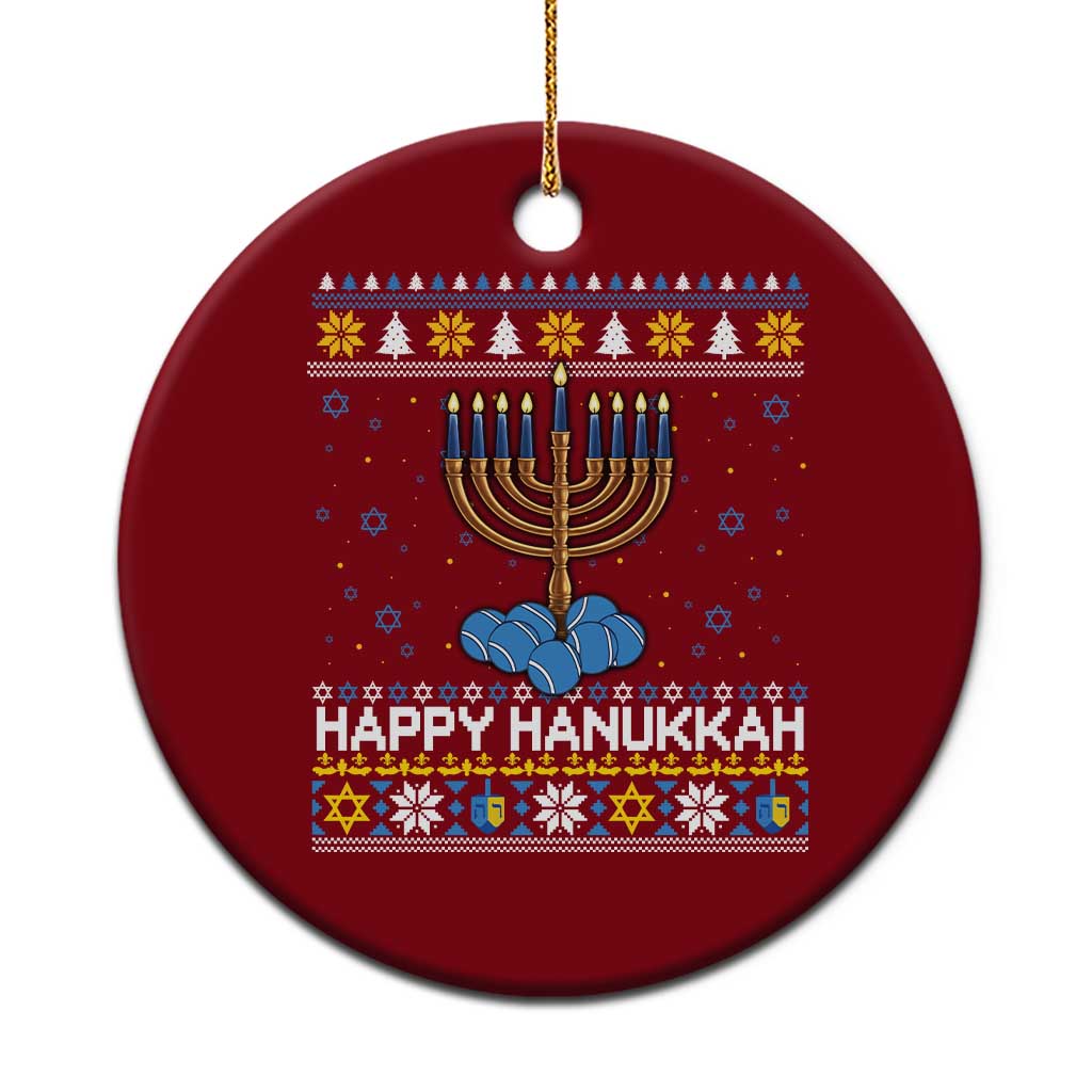 Funny Happy Hanukkah Ugly Sweater Tennis Lover Gift Ceramic Ornament - Wonder Print Shop