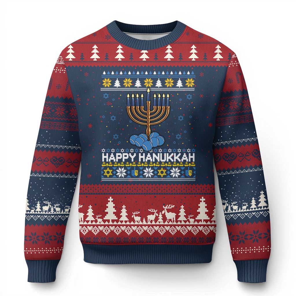 Funny Happy Hanukkah Ugly Sweater Tennis Lover Gift Ugly Christmas Sweater - Wonder Print Shop
