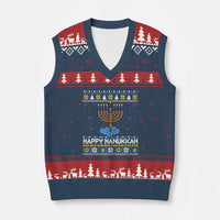Funny Happy Hanukkah Ugly Sweater Tennis Lover Gift V-Neck Knit Sweater Vest - Wonder Print Shop