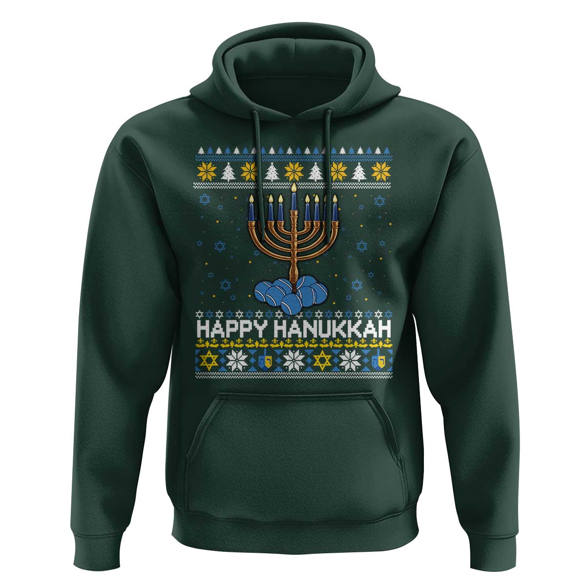 Funny Happy Hanukkah Ugly Sweater Tennis Lover Gift Hoodie - Wonder Print Shop