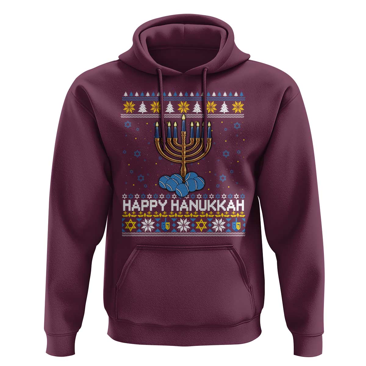 Funny Happy Hanukkah Ugly Sweater Tennis Lover Gift Hoodie - Wonder Print Shop