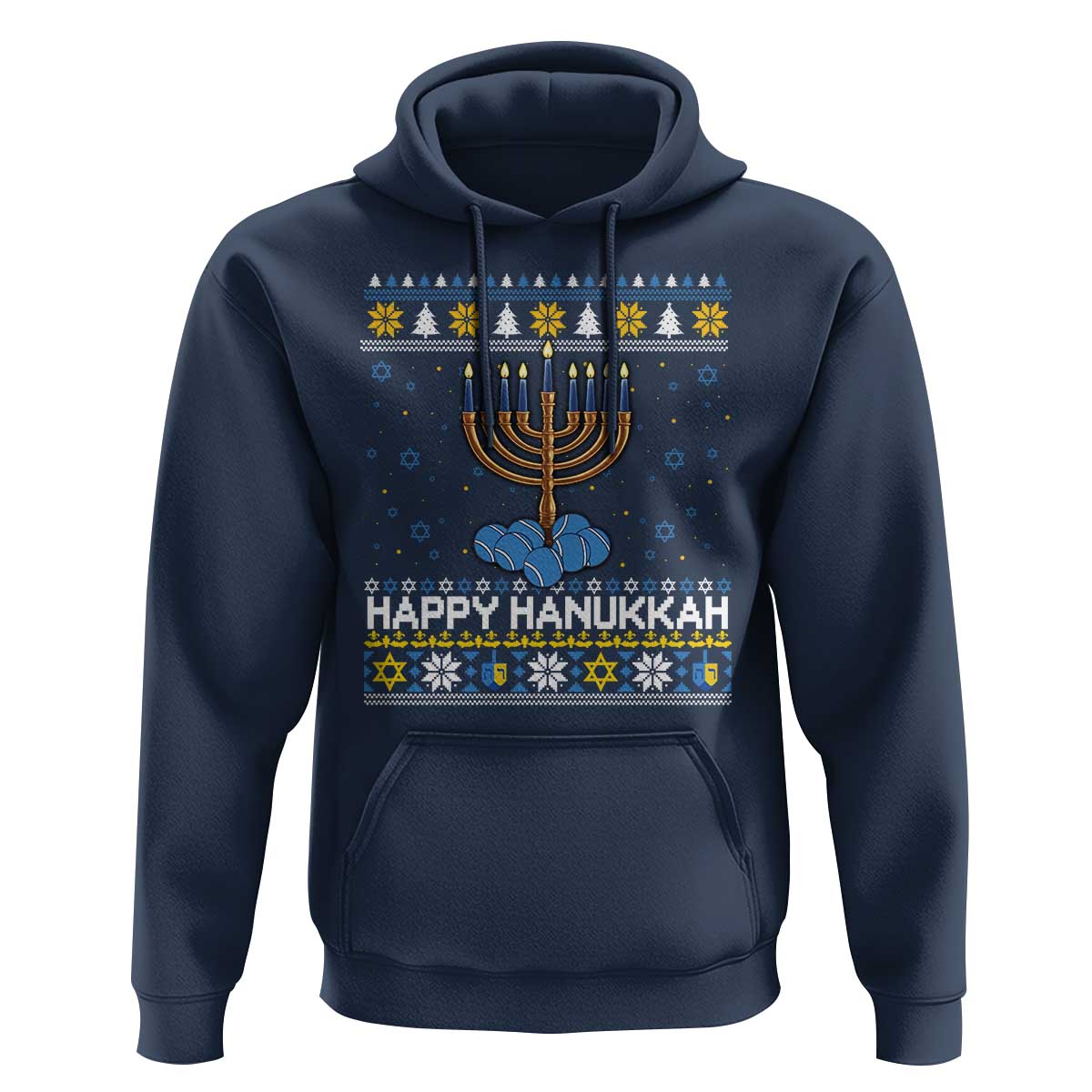 Funny Happy Hanukkah Ugly Sweater Tennis Lover Gift Hoodie - Wonder Print Shop