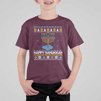 Funny Happy Hanukkah Ugly Sweater Tennis Lover Gift T Shirt For Kid - Wonder Print Shop