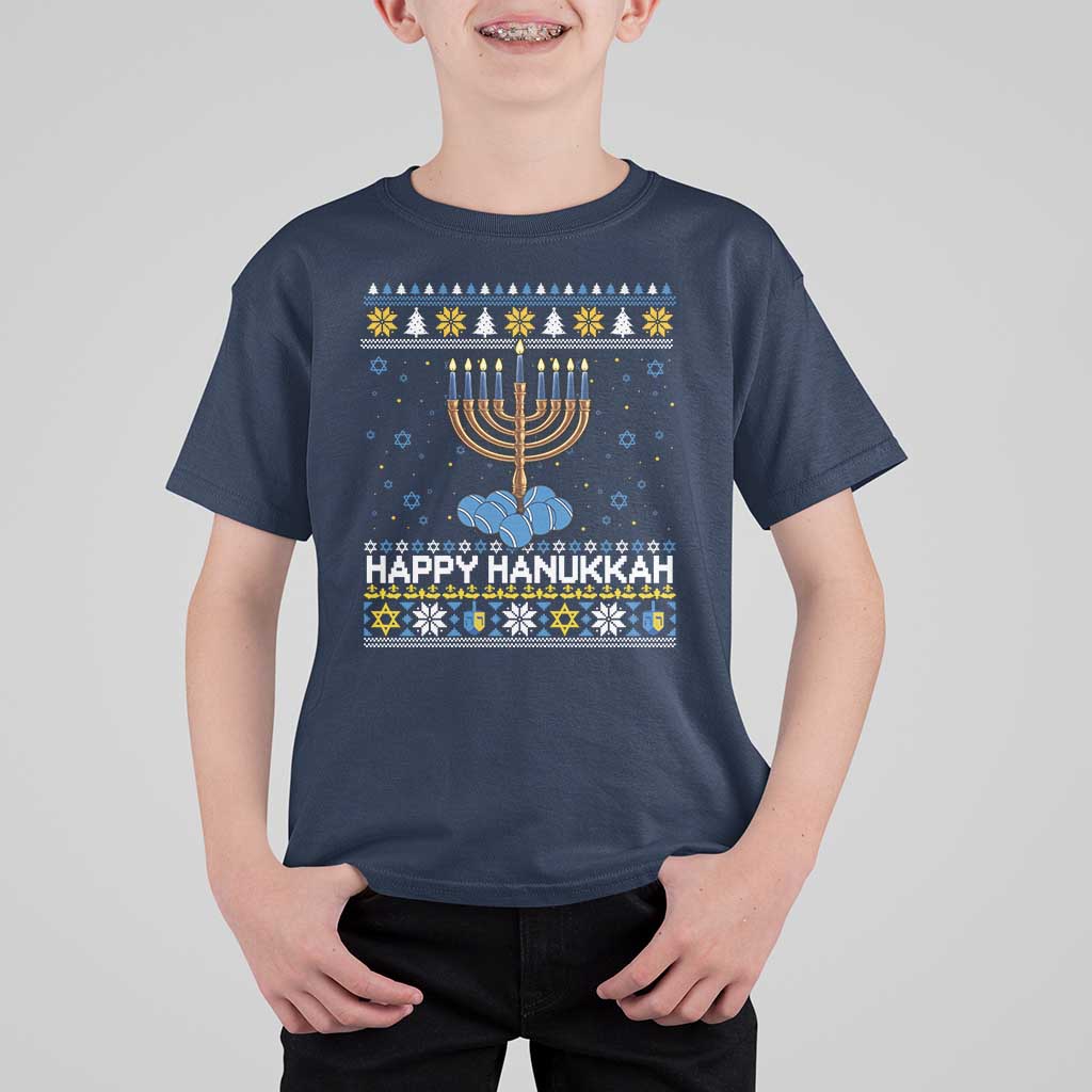 Funny Happy Hanukkah Ugly Sweater Tennis Lover Gift T Shirt For Kid - Wonder Print Shop