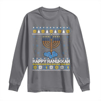 Funny Happy Hanukkah Ugly Sweater Tennis Lover Gift Long Sleeve Shirt - Wonder Print Shop