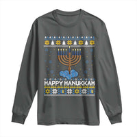 Funny Happy Hanukkah Ugly Sweater Tennis Lover Gift Long Sleeve Shirt - Wonder Print Shop