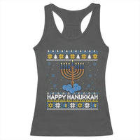 Funny Happy Hanukkah Ugly Sweater Tennis Lover Gift Racerback Tank Top - Wonder Print Shop
