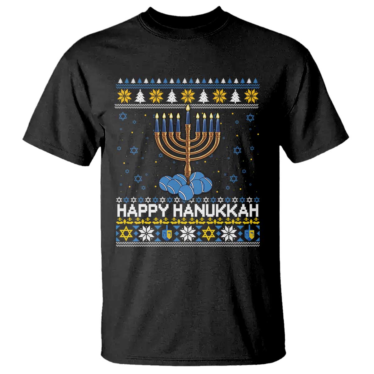 Funny Happy Hanukkah Ugly Sweater Tennis Lover Gift T Shirt - Wonder Print Shop