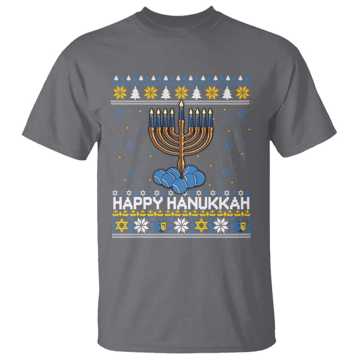 Funny Happy Hanukkah Ugly Sweater Tennis Lover Gift T Shirt - Wonder Print Shop