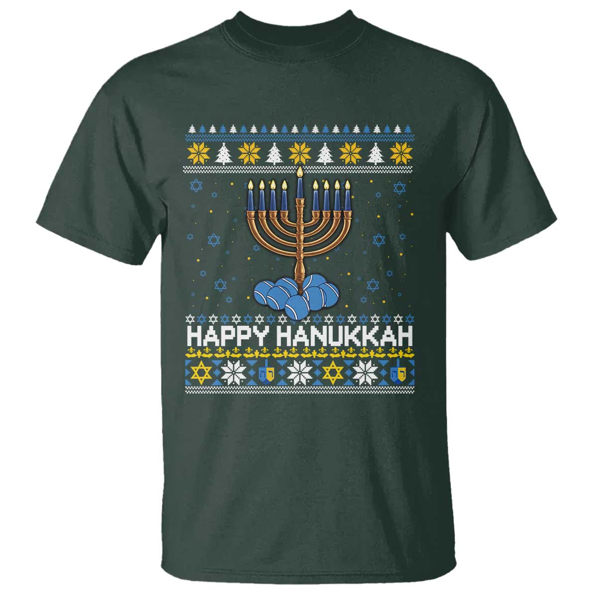 Funny Happy Hanukkah Ugly Sweater Tennis Lover Gift T Shirt - Wonder Print Shop
