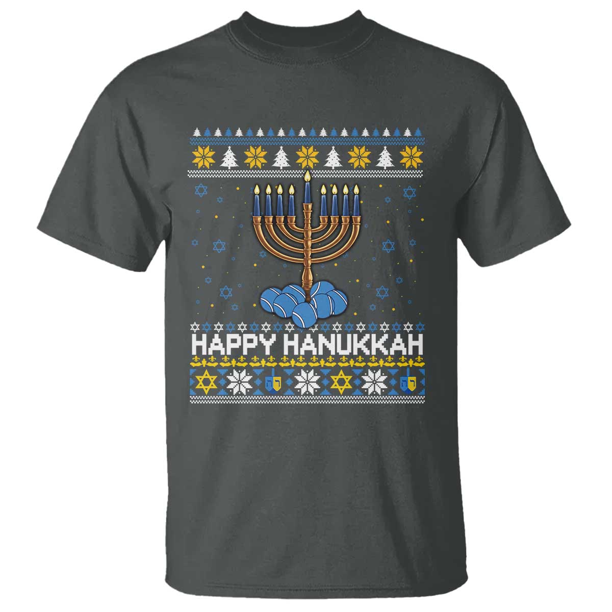 Funny Happy Hanukkah Ugly Sweater Tennis Lover Gift T Shirt - Wonder Print Shop