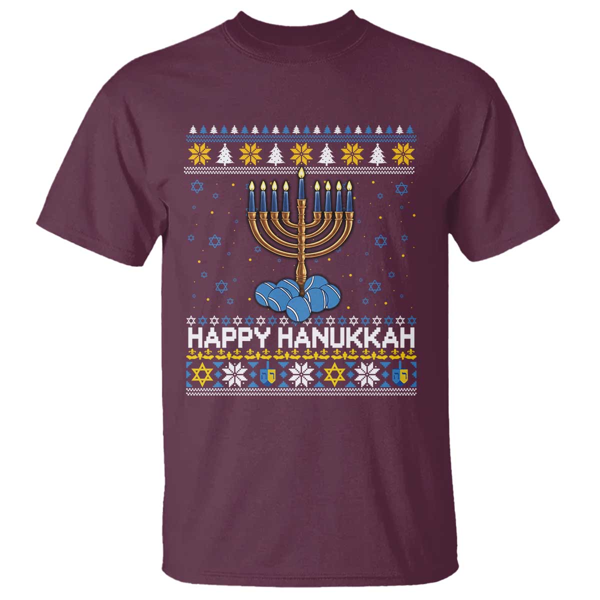 Funny Happy Hanukkah Ugly Sweater Tennis Lover Gift T Shirt - Wonder Print Shop